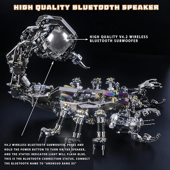 Adult 3D Metal Puzzle Giant Scorpion Model Kit 3D Metal Puzzle Mechanical Scorpion Block Difficulty DIY Assembly Kit - Men's High end Gift 1467pcs (Crusher - Scorpion)