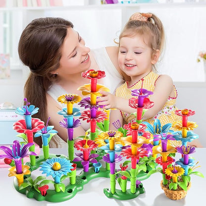 Girl Toys for 2 3 4 5 6 Year Old Girls Birthday Gift, Flower Garden Building Toys Set for Girls Toddlers Kids Ages 3-5, Building Educational Stem Toys