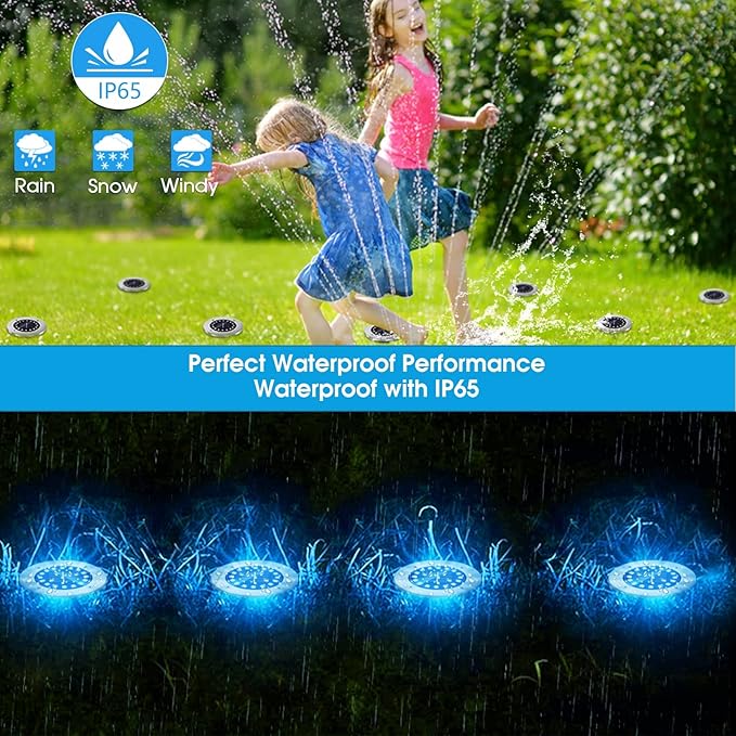 NFESOLAR Solar Outdoor Lights with 16 LEDs, Blue Color Bright Solar Ground Lights Outdoor, Waterproof Solar Pathway Lights for Pathway Garden Yard Lawn Walkway Driveway (8 Pack)