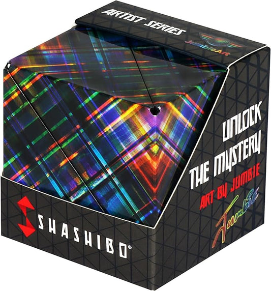 SHASHIBO Shape Shifting Box - Award-Winning Fidget Toy w/ 36 Rare Earth Magnets - Fidget Cube Transforms Into Over 70 Shapes, Sensory Toy Gift for Kids, Teens, and Adults (Disco Plaid)