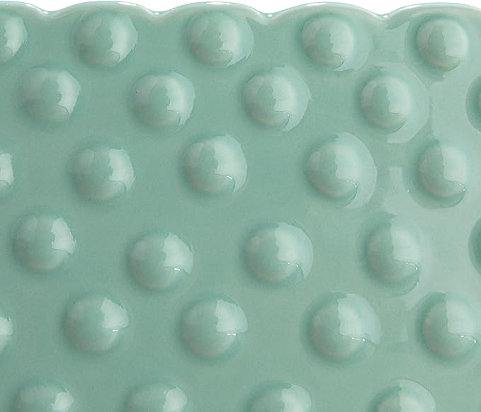 Creative Co-op Ceramic Hobnail Planter with Scalloped Edge and Polka Dots, Aqua