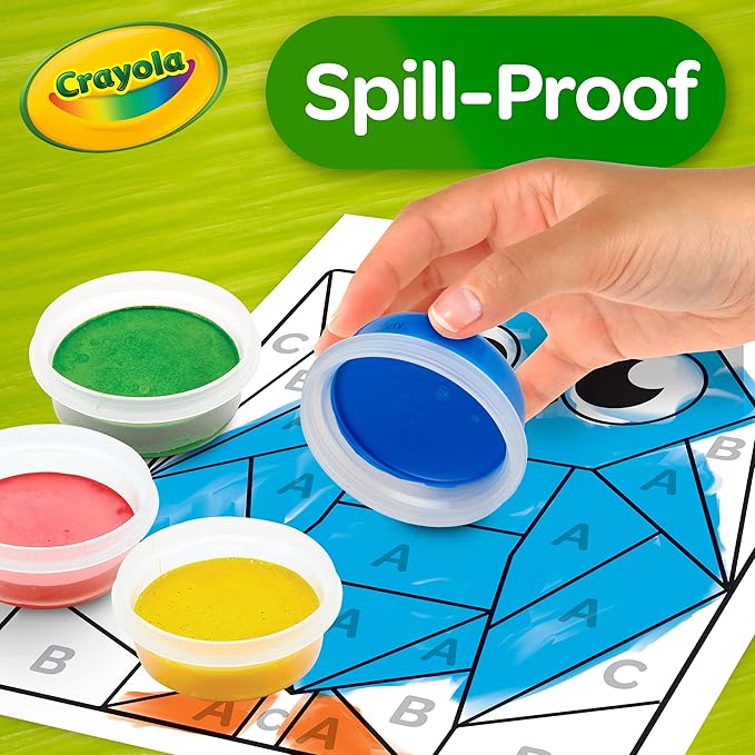 Crayola Spill Proof Paint Set (8ct), Stocking Stuffer & Holiday Gifts for Toddlers, Washable Toddler Paint Kit, With Brushes, Pots, Activity Pages, Ages 3+