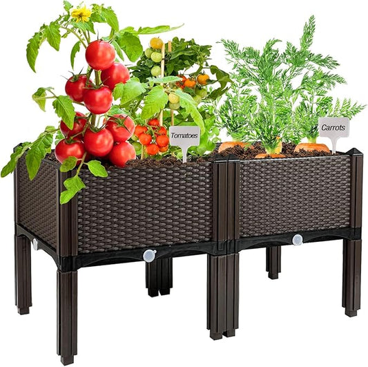 Raised Garden Bed with Legs Planters for Large planters Outdoor Plants Elevated Plastic Garden Planter Boxes Plant pots for Patio Backyard Porch Deck to Planting Flowers Vegetables and Herbs