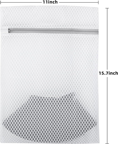 Laundry Bags 4 Pcs Mesh - 12 x 16 Inches, Durable Zipper Mesh Wash Bags for Delicates & Traveling