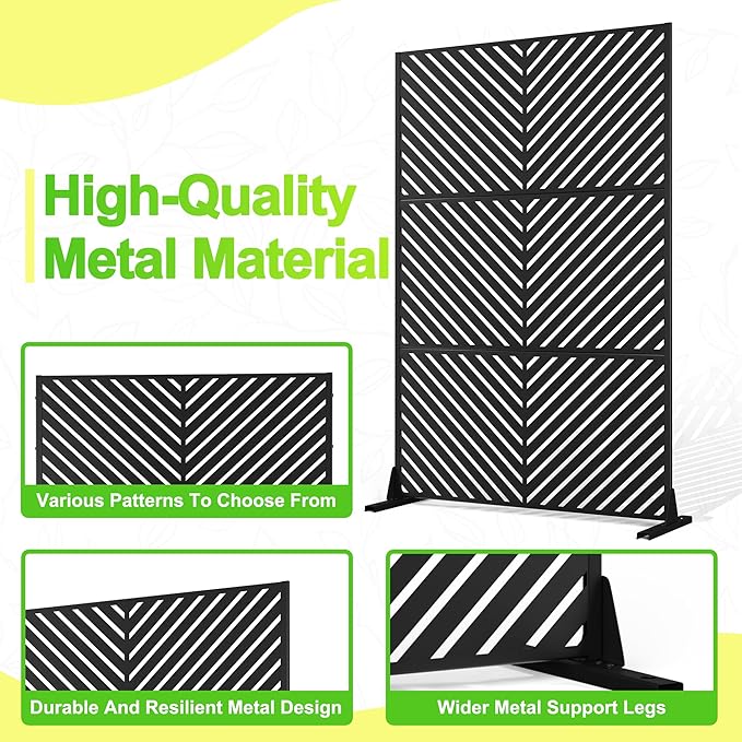 Outdoor Privacy Screen,72" H×47" W Metal Privacy Screen, Freestanding Privacy Fence Panels for Patio