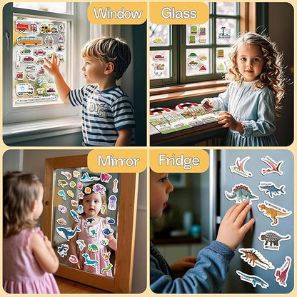 6 Sets Reusable Sticker Books for Toddlers, Jelly Sticker Books for Toddlers, Toddler Travel Toys for Kids 3 4 5 Year Old Girls Boys