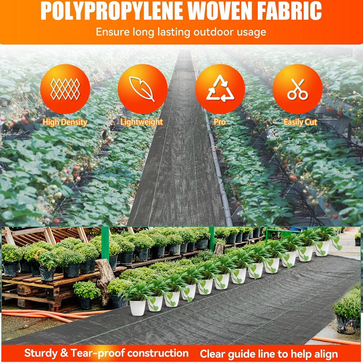 LIUJIAYI 2.4oz-4FTx50FT Weed Barrier Landscape Fabric - Durable Weed Block Gardening Ground Cover Mat, Woven Geotextile Fabric for Underlayment, Commercial Driveway Stabilization, Weed Control Cloth