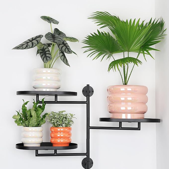 4.1 inch 4 pcs Ceramic Plant Pots for Indoor Plants, Rainbow Pearl Glaze Planter with Planters for Plants with Drainage Hole, Orchid Pots, Succulent Pot, Small Flower Pot (White)