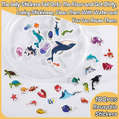 6 Sets Reusable Sticker Books for Toddlers, Jelly Sticker Books for Toddlers, Toddler Travel Toys for Kids 3 4 5 Year Old Girls Boys