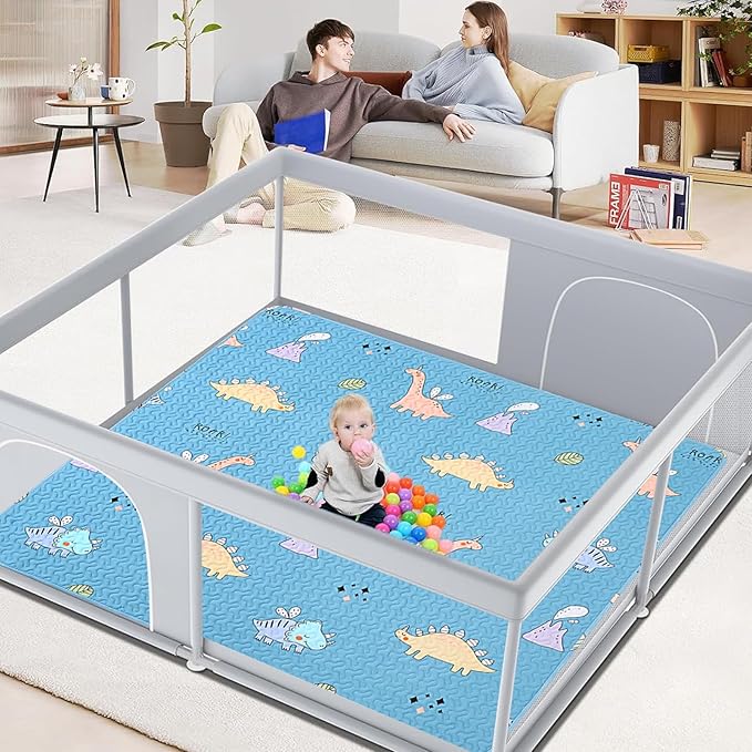 50x50 Play Mat for Playpen Foldable Baby Play Mat Large Tummy Time Mat, Non Slip Washable Baby Play Mats for Floor, Portable Travel Baby Crawling Mats for Toddlers and Infants