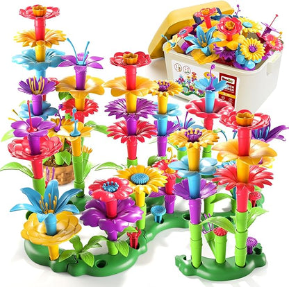 Girl Toys for 2 3 4 5 6 Year Old Girls Birthday Gift, Flower Garden Building Toys Set for Girls Toddlers Kids Ages 3-5, Building Educational Stem Toys