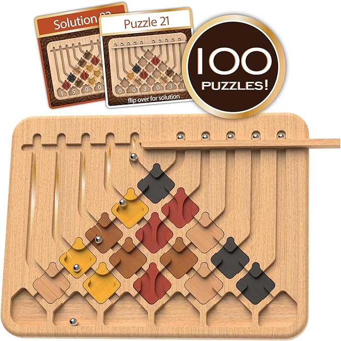 MindWare Marble Circuit Deluxe Brain Teaser Puzzles – Logic Game for 1 Player – Great Gift for Kids & Adults – Premium Marble Maze Game with 100 Brain Puzzles – Ages 8+