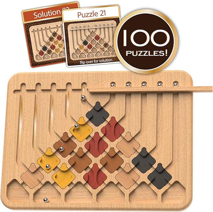 MindWare Marble Circuit Deluxe Brain Teaser Puzzles – Logic Game for 1 Player – Great Gift for Kids & Adults – Premium Marble Maze Game with 100 Brain Puzzles – Ages 8+