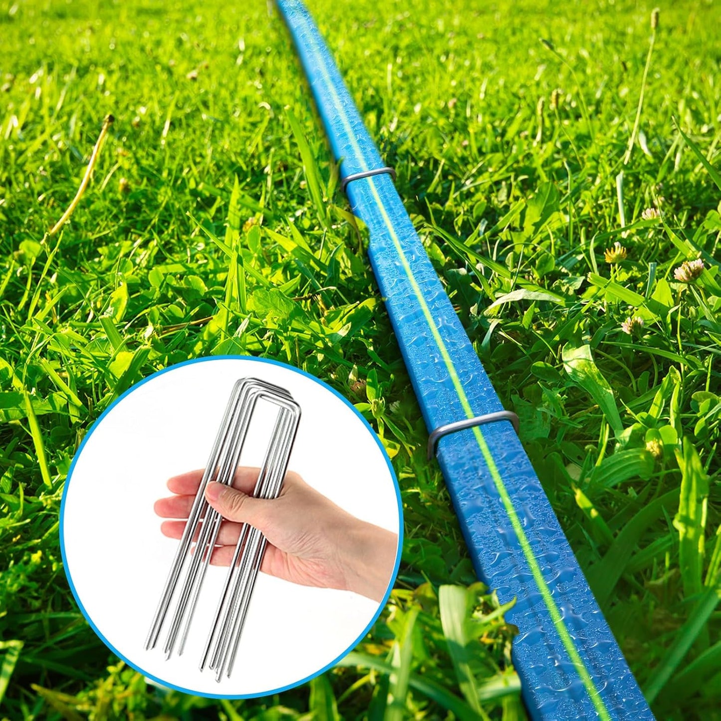 Sprinkler Hose 25FT, Heavy Duty Watering Hoses, Efficient Irrigation Tubing for Garden Lawn Sprinklers System with 20 Pack Staples