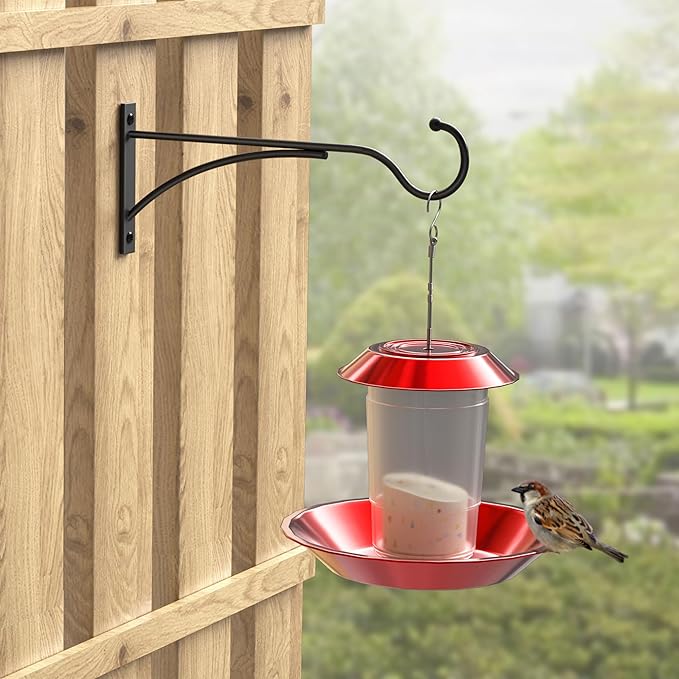 Outdoor Plant Hanging Hooks for Wall: 11 Inch Black Metal Bracket for Hanging Baskets, Bird Feeders, Wind Chimes, Flower Baskets, Yoga Mat, Lanterns. 2 Pack