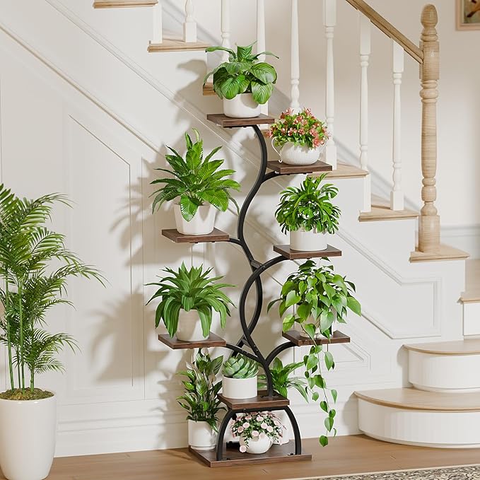 Plant Stand Indoor with Grow Light: 8 Tiered Plant Shelf Indoor, Corner Plant Stand, Tall Plant Shelf, 49" Plant Shelf with Grow Light, Plant Stand, Small Indoor Plant Stand for Living Room, Balcony