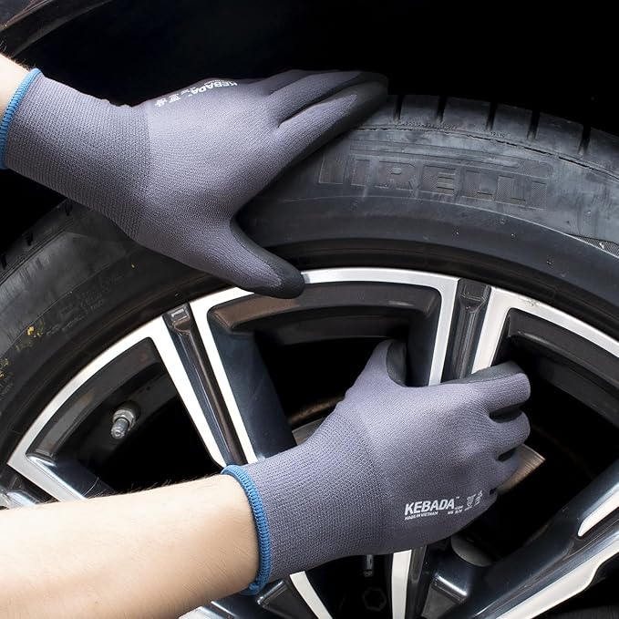 Kebada Work Gloves for Men and Women, Foam Nitrile Coated Safety Gloves with Grip, Ideal for Warehouse Package Handling, Gardening, Mechanic and Construction, XL