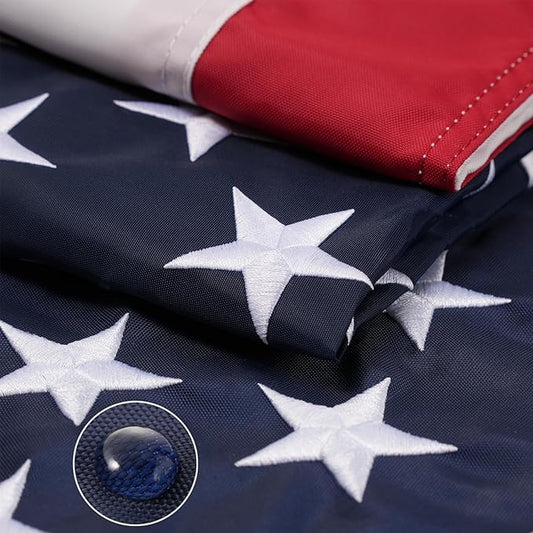 AZCOVER American Flag 12x18 FT Luxury Us Flag for Outside Made in USA Heavy Duty Nylon American Flags for Outdoor with Embroidered Stars Sewn Stipes and Brass Grommets All Weather Lasting United