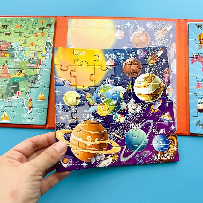 QUOKKA Magnetic Puzzles for Kids Ages 4-6 - 36 Pieces Sudoku Toddler Puzzles Ages 2-4 - Travel Games for Kids Ages 3-5 - USA Space World Toddler Travel Toys - Car Airplane Road Trip Games