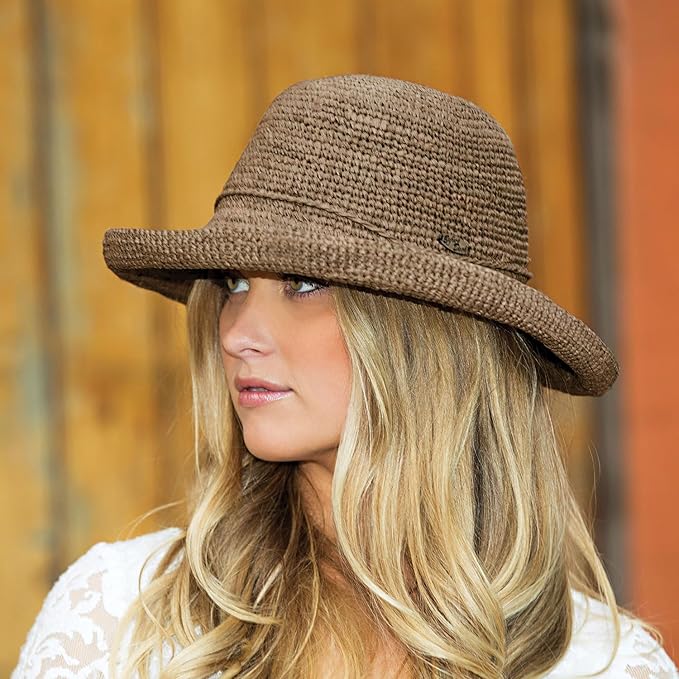Wallaroo Hat Company – Women’s Petite Catalina Sun Hat – Wide Brim, Natural Fiber, Adjustable Sizing for Smaller Crown Sizes
