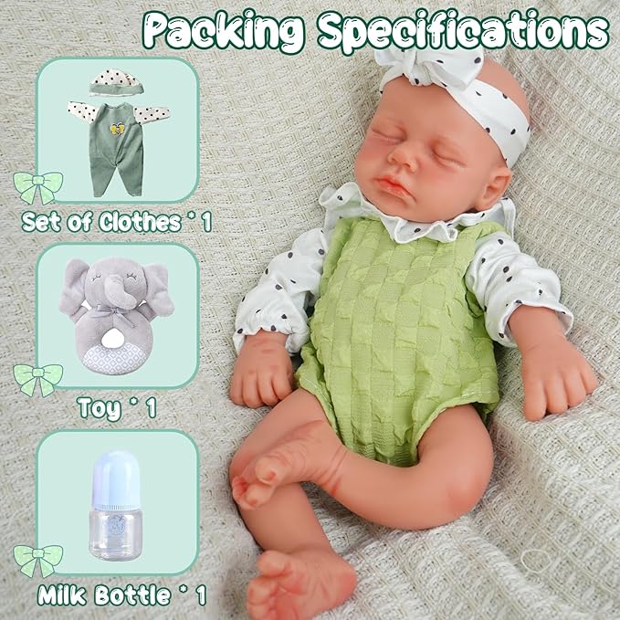Girl 12.2 Inch, Full Silicone Baby Doll, Realistic Baby Dolls, Realistic Veins & Sleeping Pose, Not Vinyl, Reborn Baby Dolls Silicone Full Body, Gift Set