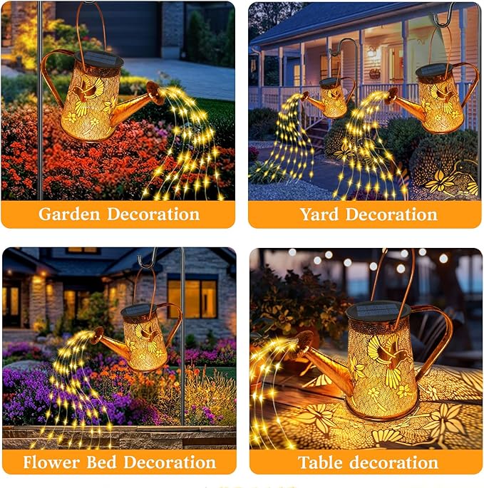 Solar Watering Can Lights,Hummingbird Mother's Day Gifts for Women Mom Grandma Birthday, Large Hanging Solar Lantern Waterproof Outdoor Garden Decorations for Yard Porch Landscape Patio Pathway