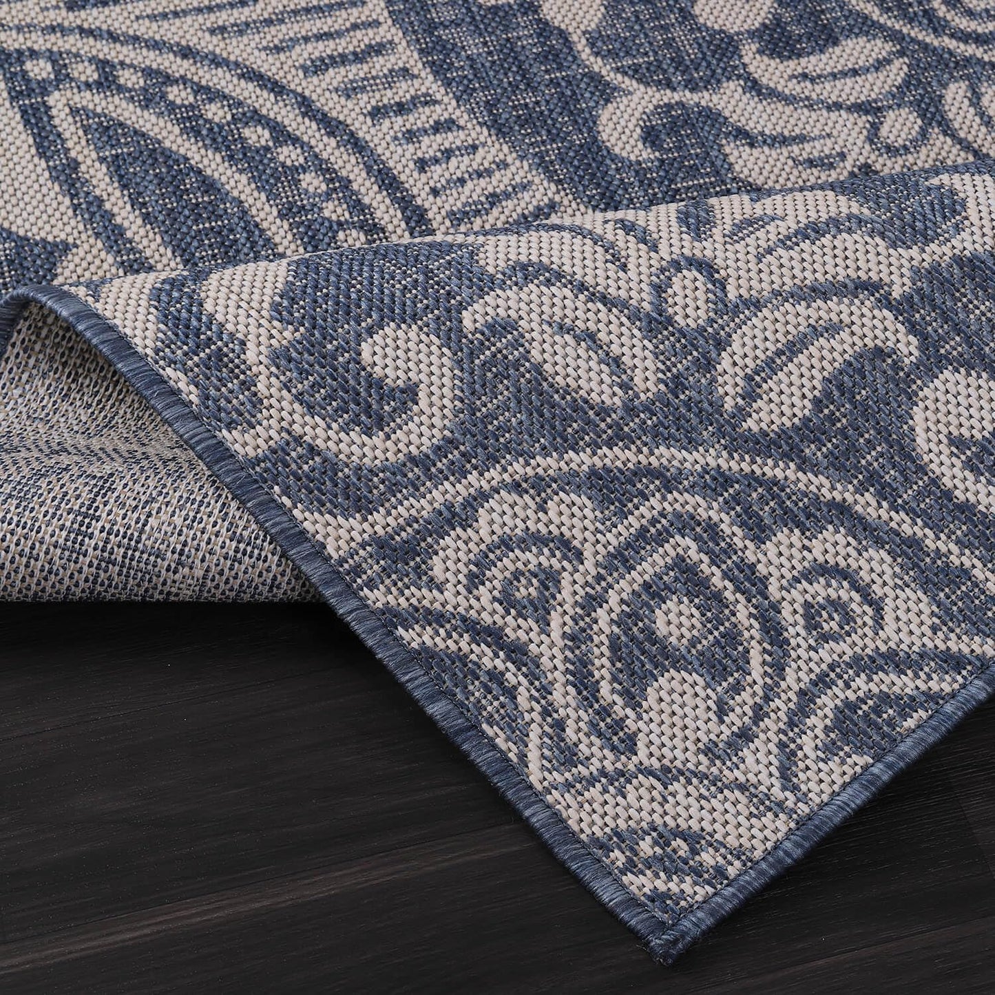 Medallion Outdoor Rug 6x9 Washable Outside Carpet for Indoor Patio Porch Waterproof Easy Cleaning Non Shedding Area Rugs Blue 6 x 9