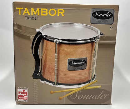 Tap-Along Sounder Timbal Drum with Double Sided Batter Head Toy Tambourine Drum for Kids, Musical Instrument for Children 12 Months and Up Realistic Look with 2 Drum Sticks 10X10X8