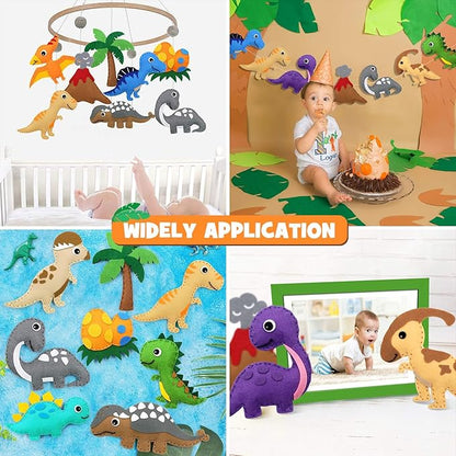 CiyvoLyeen Dinosaur Sewing Craft Kit DIY Kids Craft and Sew Set for Girls and Boys Educational Beginners Sewing Stuffed Animal Felt Plush Ornaments Set of 14 Sewing Kits for Kids Age 8 9 10 11 12