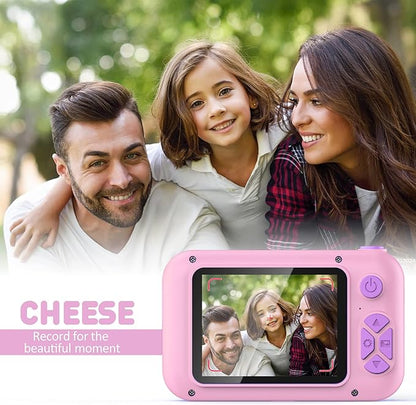 Kids Camera with 180° Flip-up Lens for Selfie & Video, HD Digital Video Cameras for Toddler with 32GB SD Card, Ideal for 3-8 Years Old Girls Boys on Birthday Christmas Party as Gift