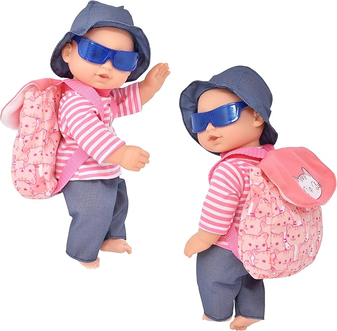 Gift Boutique Baby Doll with 12 Inch Baby Doll for Toddlers Feeding Set with Realistic Diaper Bag, Bottles, Sunglasses, and Pretend Play Feeding Accessories for 2 Years and Up