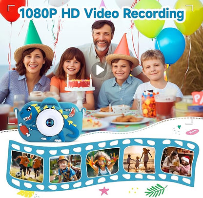 Kids Camera Toddler Toys for Boys Aged 3-9, 1080P Toddler Camera Christmas Birthday Gifts for Boys Ages 3 4 5 6 7 8 9, Digital Selfie Camera with Cute Protective Cover and 32GB SD Card