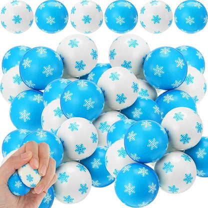 60 Bulk Snowflake Stress Ball First Snowball Fight Snowflake Balls Sensory Stress Relief Toys Christmas Winter Party Favors Bag Filler Stocking Stuffers Gift Boys Girls
