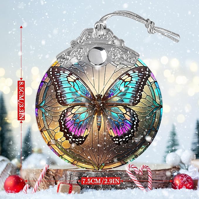 Stained Glass Suncatcher, Jocidea Butterfly Ornament, Christmas Ornaments, Holidays Ornaments, Christmas Tree Decor, Butterfly Decor for Home, Butterfly Gifts