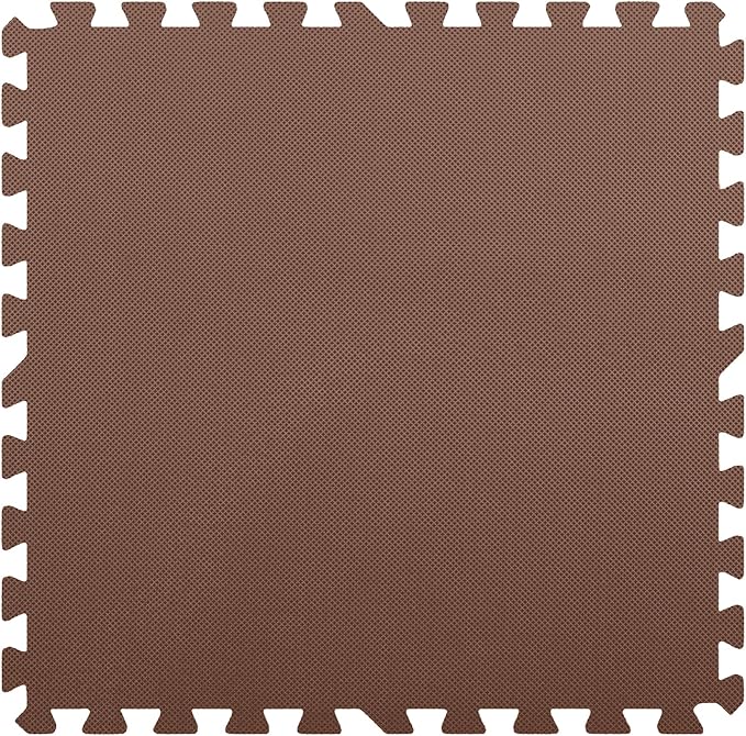 Flooring Inc's 1/2" Soft Non-Toxic Baby Play Mat, Toddler Playmat, Colorful Puzzle PlayMat, Floor Mats for Kids & Babies, EVA Foam Interlocking Tiles for Nursery & Playroom | Brown, 35 Tiles, 140 SqFt