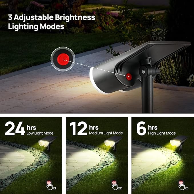 Solar Spot Lights Outdoor, Consciot 16 LEDs IP67 Waterproof Solar Outdoor Lights, Auto On/Off Solar Landscape Spotlights, 2-in-1 Adjustable Wall Lights for Garden Yard Pathway, 4 Pack (Warm White)