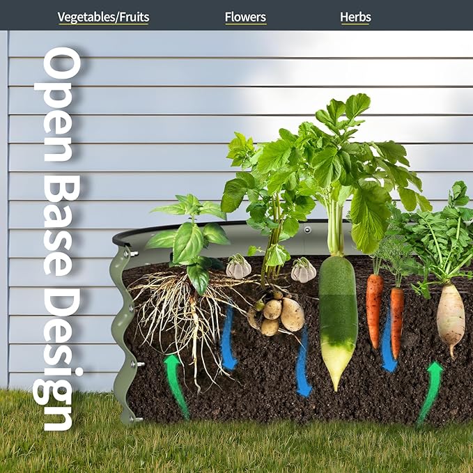 Kesfitt Raised Garden Bed Kit,Outdoor Galvanized Planter Raised Boxes with Safety Edging and Gloves,Large Metal Raised Garden Beds for Gardening Vegetables,Fruits,Flower(6x3x1FT)