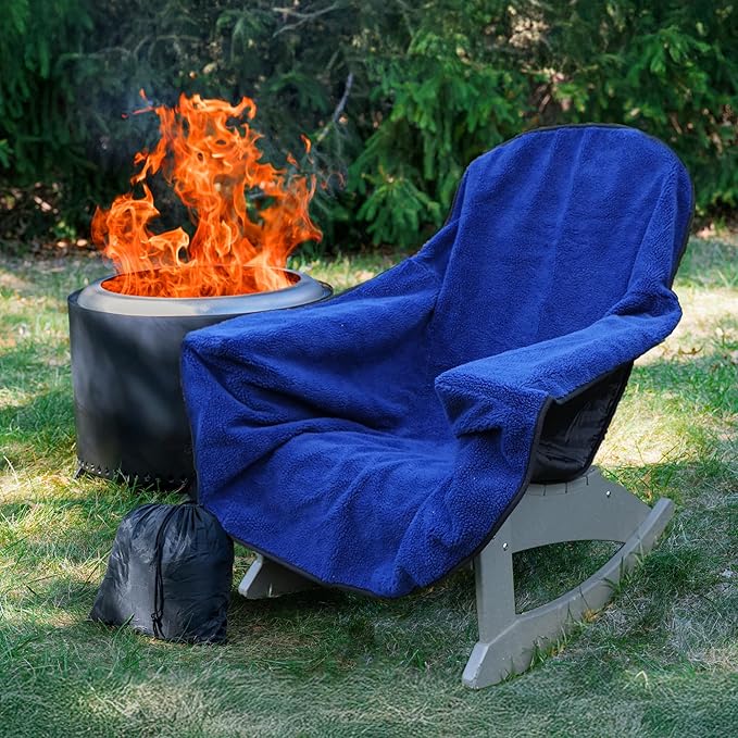 CITYBONFIRES The Chair Blanket™ Reversible Waterproof with Sherpa Lining – Portable Outdoor Cover for Camping, Sports & Patio – Folds into Carry Pouch with Strap - Navy