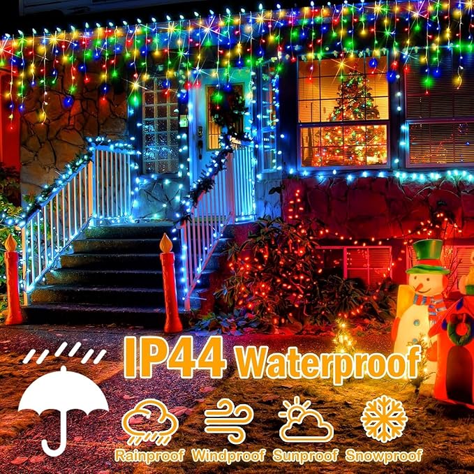 98FT 960LED Christmas Lights Waterproof 8 Modes Christmas Lights Outdoor Decoration with Memory and Timer Hanging Fairy Lights Plug-in Curtain String Lights for Holiday Party Wedding Home Roof
