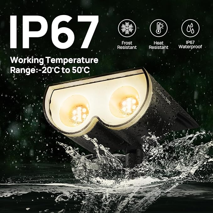 Solar Spot Lights Outdoor, Consciot 16 LEDs IP67 Waterproof Solar Outdoor Lights, Auto On/Off Solar Landscape Spotlights, 2-in-1 Adjustable Wall Lights for Garden Yard Pathway, 4 Pack (Warm White)