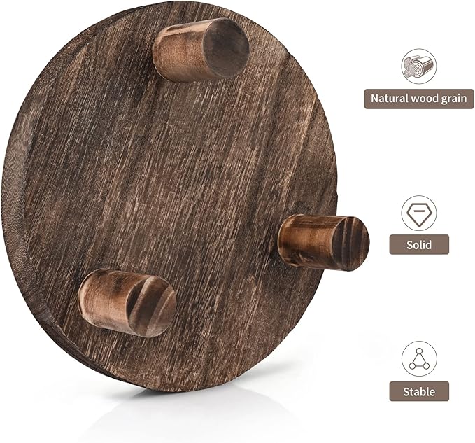 Yangbaga 2pcs Wooden Stool Display Stand, 8.46IN Round Plant Stand Wood-Flower Pot Supports Plant for Indoor Outdoor Home, GardenPatio Decorative