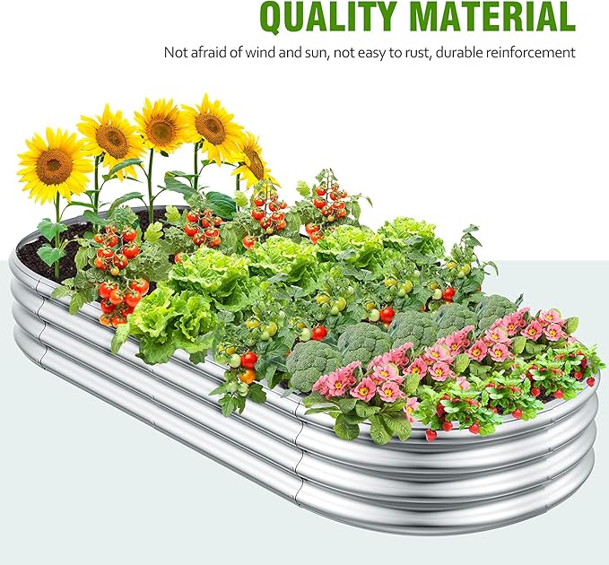 2 Pcs 8 x 3 x 1 FT Galvanized Steel Raised Garden Bed, Large Galvanized Steel Outdoor planter box for for Easy to DIY and clean - Raised Garden Beds outdoor for backyards, terraces and balconies