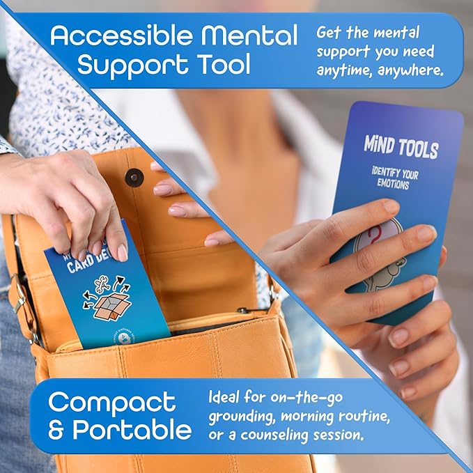 My Essential Self-Care Tools Card Deck, Mindfulness Cards for Promoting Mental Coping Skills & Calm, Resilience Building for Men/Women, 1 Deck/52 Pieces with Guidebook