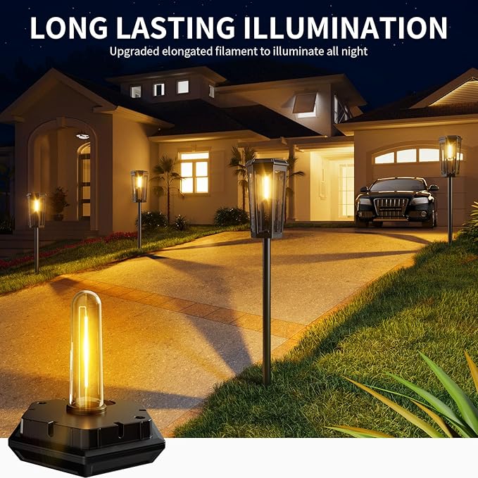 KINKAI Solar Pathway Lights Outdoor - 6 Pack Solar Garden Lights Driveway Light Landscape Lighting for Outside Walkway Patio Sidewalk Yard (Warm Light)