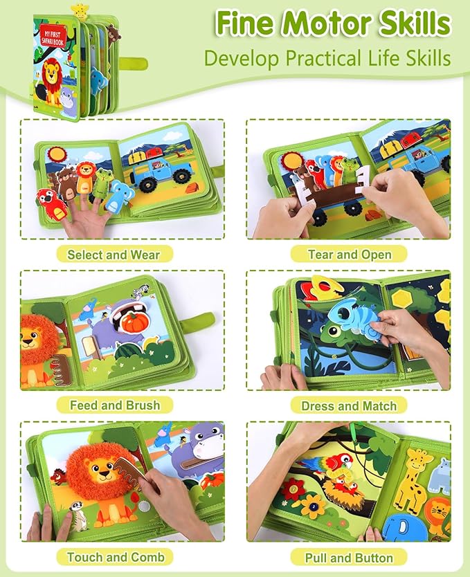 Gigilli Busy Book for Toddlers 1-3, Quiet Activity Books for Toddlers 1 Year Old, Montessori Toys Busy Board for 1 2 3 Year Old Boy Girl, Educational Airplane Travel Toy Busy Books Christmas Birthday