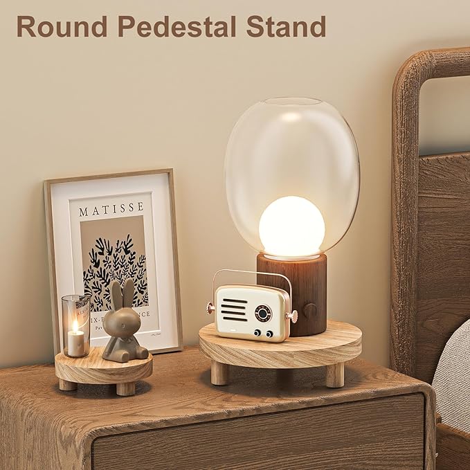 3 Pcs Wood Plant Stand Indoor Outdoor, Round Wood Riser for Decor 6/8/10" Wooden Stool Display Stand Flower Pot Holder Small Planter Tray Modern Potter Decorative for Desktop Counter Room (Natural)