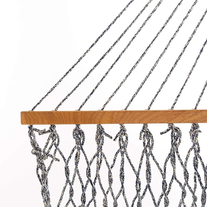 Original Pawleys Island 14DCOTNV Deluxe Navy Oatmeal Heirloom Tweed DURACORD Rope Hammock with Extension Chains & Tree Hooks, Handcrafted in The USA, 450 LB Weight Capacity, 13 ft. x 60 in.