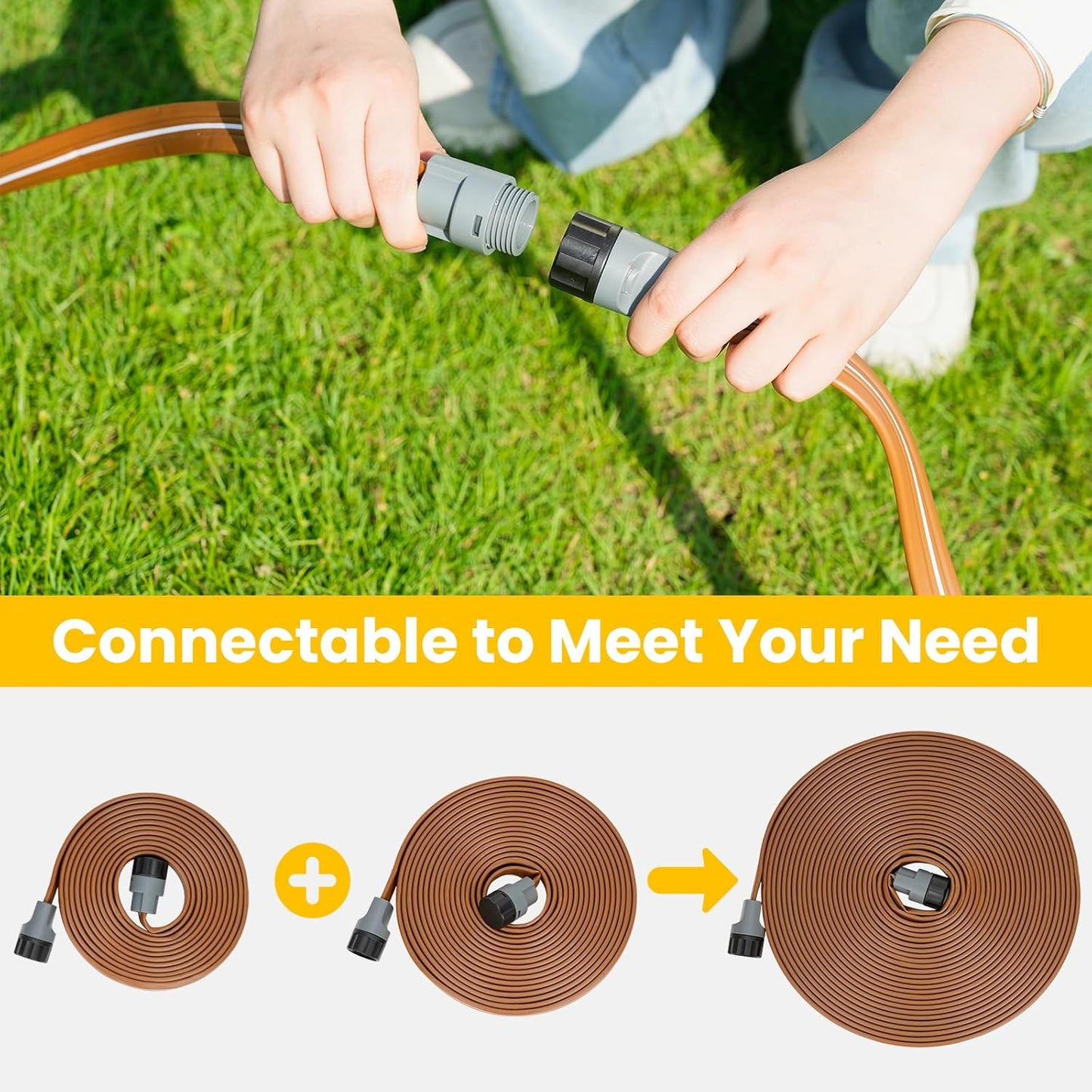 LINEX Sprinkler Soaker Hose 50 ft 2 pack for Garden, Watering Hose with Holes, High-Efficiency Sprinklers System for Lawn and Garden with Staples