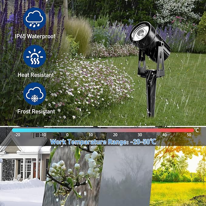T-SUNUS Solar Landscape Spotlights, Solar Garden Spot Light IP65 Waterproof 9.8ft Cable, 2000mAh Separated Solar Panel, Auto On/Off for Garden Driveway Pathway Pool Area(Warm White 3000K)