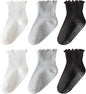 6 Pairs Toddler Ruffle Socks for Girls - Baby Grip Socks with Non-Slip, Cute Grippy Frilly Design